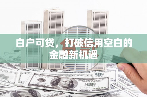 常州白户可贷，打破信用空白的金融新机遇